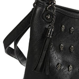 Fashion Shoulder Bag Skull Face Studs Punk Rivet Lady Messenger Pu Leather Goth Coressbaby Bags Tassels Vintage Style