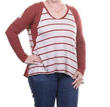 Long Sleeve Stripe Tunic Red Combo Size M