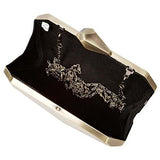 Smoked Gold Colored Alloy Metal Abstract Stone Cut Hardcase Fashion Clutch Shoulder Chain Handbag