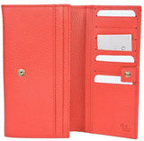 Coral Red Leather Trademark Logo Continental Wallet