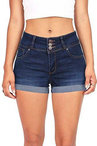 Wax Juniors Stetchy Mid Rise Denim Shorts L Denim