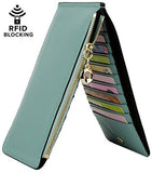 Yaluxe Rfid Blocking Genuine Leather Multi Card Organizer Wallet With Zipper Pocket Rfid Blocking Light Green