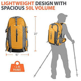 Outdoormaster Hiking Backpack 50L Weekend Pack W Waterproof Rain Cover & Laptop Compartt For Camping Travel Hiking Orangegrey