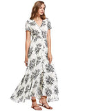 Milumia Button Up Split Floral Print Flowy Party Maxi Dress White Xxl