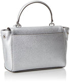 Ava Silver Metallic Saffiano Leather Xs Satchel