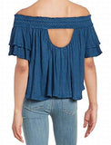 CutOut Back Smocked Crop Top Blue L