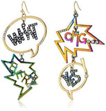 Harlem Gold And Crystal Speech Bubble Drop Earrings