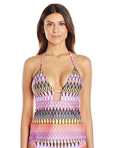 Kenneth Cole New York Linear Lines Push Up Tankini Ladylikepink Medium