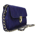 Royal Blue Quilted Tessuto Nylon Saffiano Leather Chain Cross Body Handbag Bp0584