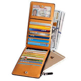 Noedy Thin Multi Card Case Organizer Wallet With Zipper Pocket Dark Blue
