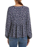 Printed Laceup Blouse Dark Navy Multi Small