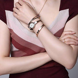 Swarovski Crystal Accented Rose Goldtone And Silvertone Bangle Watch And Bracelet Set