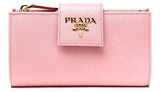 Wiberlux Prada Metal Logo Detail Real Leather Tab Wallet One Size Light Pink