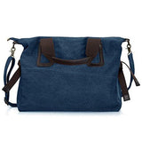 Denim Blue Canvas Material Double Top Handle Large Shopper Tote Handbag