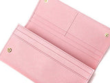 Wiberlux Prada Metal Logo Detail Flap Real Leather Long Wallet One Size Light Pink