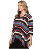 Plus Plus Size Multi Stripe Handkerchief Top Print TShirt 2X Us 18W