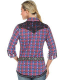 Rock 47 Printed Lace Top Blk Plaid Large