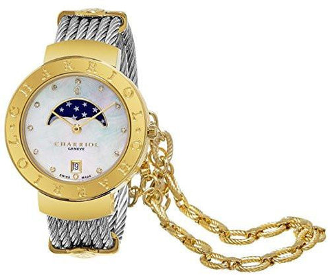 Charriol St Tropez 34 Mm Mop Dial Stainless Steel Date Swiss Quartz Watch St35Cy560009