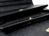 Wiberlux Prada Metal Logo Detail Flap Real Leather Mini Wallet One Size Black