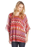 Rock 47 Ruffle Sleeve Chiffon Top, Fuchsia/Purple, XLarge