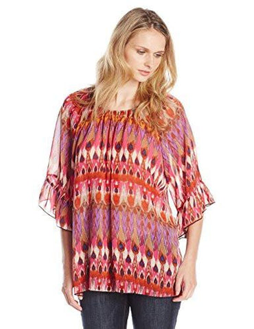Rock 47 Ruffle Sleeve Chiffon Top, Fuchsia/Purple, XLarge
