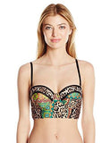 Kenneth Cole New York Queen Of The Jungle Animal Underwire Bustier Bra Bikini Top Multi L