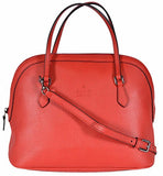 Medium Textured Leather Convertible Dome Handbag Sporting Red 6511