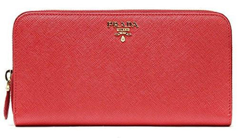 Wiberlux Prada Metal Logo Detail Ziparound Real Leather Long Wallet One Size Red