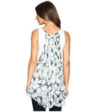 Lace Hem Tank Top Print Shirt