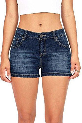 Wax Juniors Classic Blue Denim Shorts L Dark Denim