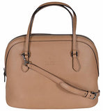 Medium Calf Leather Convertible Dome Handbag Whisky Beige