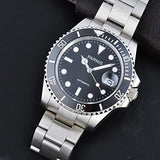 Black Dial Sapphire Glass Ceramic Bezel Submariner Automatic Mechanical Silver Watch