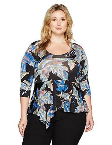 Plus Size Asymmetric Peplum Top, Multi, 1X