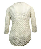OpenKnit 3/4 Sleeves Cotton Sweater L, Sand