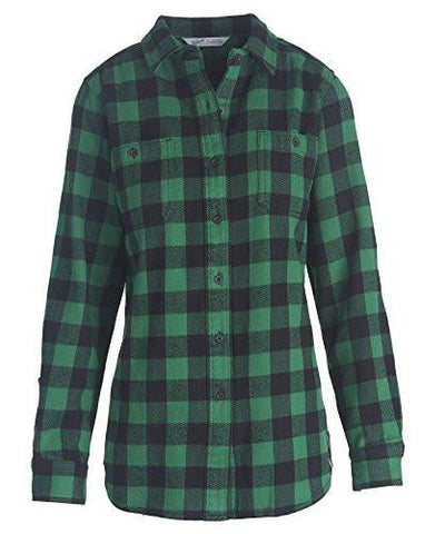 Buffalo Check Flannel Shirt, Green Buffalo Green, Size Xs