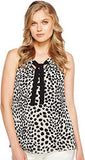 Ellen Tracy Tie Neck Halter Cheetah/Beach Combo Tank Top