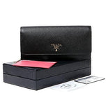 Wiberlux Prada Metal Logo Detail Contrast Interior Long Wallet One Size Black_Pink