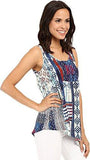 Patchwork Printed Asymmetric Hem Tank, Print, Small