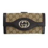 Sukey Interlocking G Beige Canvasbrown Leather Long Wallet 282426