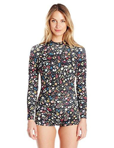 LongSleeve Rashguard, Black Mini Floral, Medium