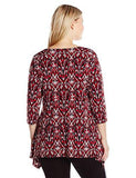 Plus Size 3/4 Sleeve Handkerchief Top, Print, 2X