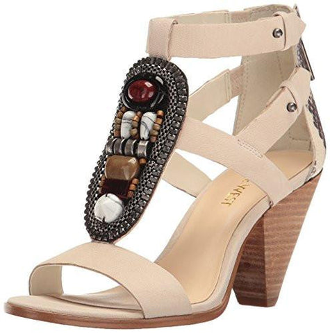 Nine West Reese Leather Dress Sandal Off Whiteoff Whiteblack 8 M Us