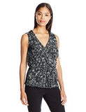 Blouson Faux Wrap Top, Texture El/Black, L