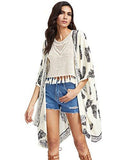 Sweatyrocks Kimono Vintage Floral Beach Cover Up Large Beige With Sleeves