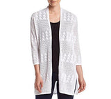 Pointelle Open Front Cardigan White Medium
