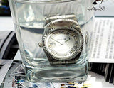 Silver & Gold Stainless Steel Strap Waterproof Quartz Calendar Fashion Luxury Watch Green