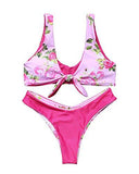 Mooskini Two Piece Floral Print Bikini Set Padded Bathing Suit Swimsuit S Pink