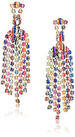 Harlem Gold Tone Chandelier With Splashes Of MultiColored Graffiti Print Drop Earrings