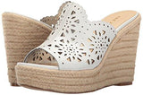 Nine West Derek Leather Wedge Sandal White 7 M Us