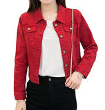 Only Faith ’S Solid Short Denim Jacket Long Sleeve Slim Jean Coat M Red